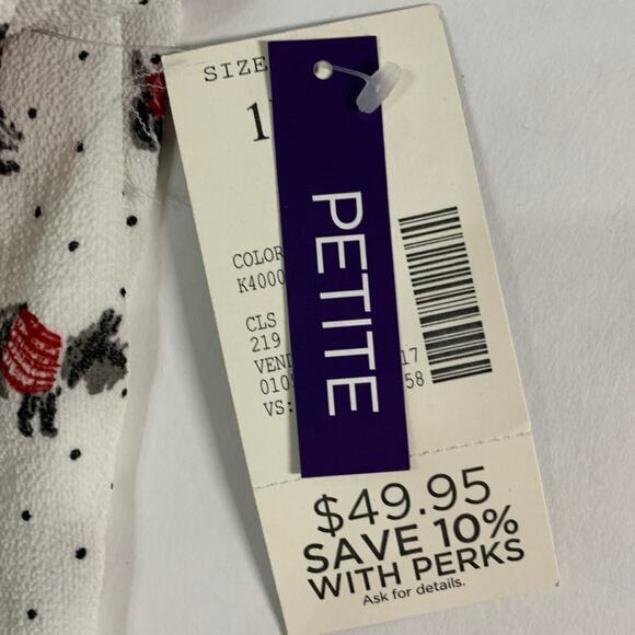 Catherines 1X NEW Womens Plus Scottie Dog in Sweater Print Top Blouse Petite - Picture 9 of 9